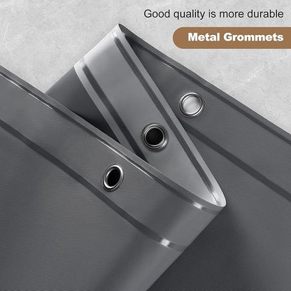 UFRIDAY Dark Grey Shower Curtain Liner Premium PEVA 72 x72 inch,Heavy Duty Shower Curtain with 3 Weighted Magnets, Plastic Waterproof Grey Shower Curtains for Bathroom with 12 Hooks