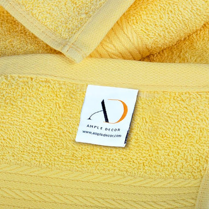 Ample Decor Bath Towels 100% Cotton 30 X 54 Inch 600 GSM Soft Quick Dry Bathroom Towel - 4pcs Yellow