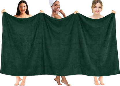 DAN RIVER Pack of 1 Bath Sheet 40x80 Inches, Oversized Bath Towels Extra Large, Organic Cotton Towels for Bathroom - Hunter Green
