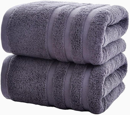 Cotton Bath Towel – Large 30x60 Inches, Soft, Thick & Absorbent Towel for Bathroom, Spa, or Home Use (Gray, 2 Pack – 30"x60")