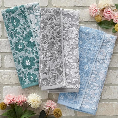 SKL Home Floral Jacquard Hand Towel Set, Moss Green, 2 Count (Pack of 6)