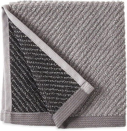 Wellbe 6-Piece Washcloth Set, Quick Dry, Absorbent, Soft, 13” x 13”, Grey