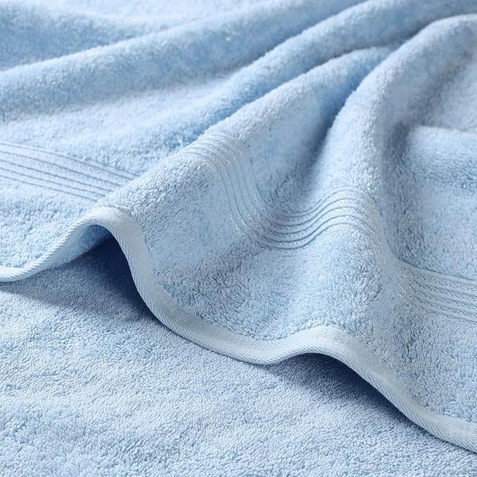 Superior Egyptian Cotton 8-Piece Hand Towel Set, Towel Basics For Quick Dry, Absorbent Small Towels, Facial, Spa, Kitchen, Bathroom Essentials, Apartment, Guest Bath, Soft, Washcloth, Light Blue