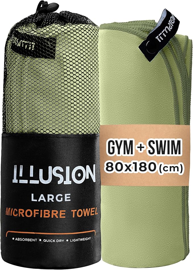 illusion Extra Large Microfibre Swimming Towel (71 '' Lx32 '' W)–Compact, Lightweight & Quick Dry Towel-Perfect for Travel, Gym, and Swim Towels Ideal for Post-Workout Showers & After Swimming