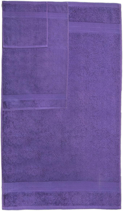 Ample Decor Bathroom Towel Set of 18-4 Hand Towel, 4 Bath Towel, 10 Wash Cloths - Oeko Tex Certified 600 GSM 100% Cotton - High Absorbency Quick Drying, Ideal for Gifting - Purple