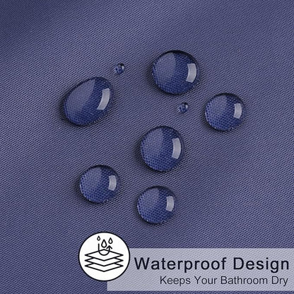 AooHome Small Shower Curtain Liner, Polyester Soft Solid Color Shower Curtain with Hooks for Hotel, Weighted Hem, Water Repellent, Navy Blue, 36x72 inch