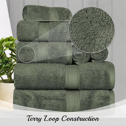 BNM Egyptian Cotton Heavyweight Towels, Ideal For Bathroom, Shower, Spa, 800 GSM Bath Towels, Highly-Absorbent, Luxury Bathroom Essentials, Soft Plush Home Basics, Bath Towel Set of 4, Forest Green