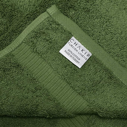 Chakir Turkish Linens 100% Cotton Premium Turkish Towels for Bathroom | 16'' x 30'' (4-Piece Hand Towel, Moss)