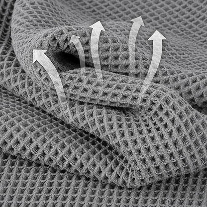 Microfiber Waffle Hand Towels, 4 Pieces, Soft, Absorbent, Fast Drying, Lint Free (Gray)