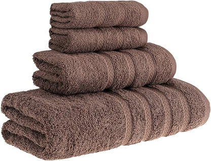 HALLEY Turkish Towels Set (4 Pieces) 650 GSM Highly Absorbent Super Soft 100% Cotton - 1 Bath Towel 1 Hand Towel 2 Washcloths (Brown)
