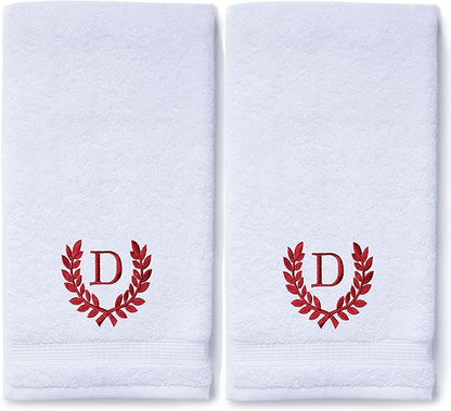 Decorative and Monogrammed Hand Towels for Bathroom Kitchen Makeup | Personalized Gift for Wedding-Bridal | Roman Font Custom Luxury Turkish Towel | Spa Collection, Oversized, 16 X 30 Inch, Set of 2