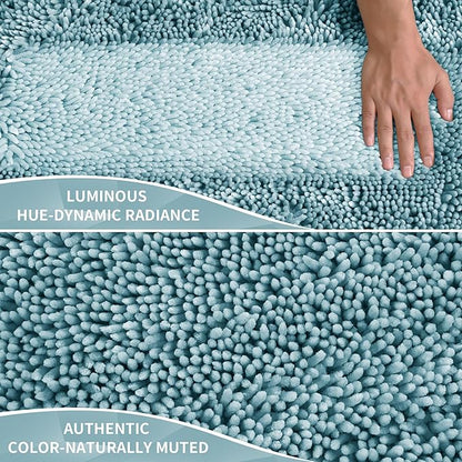Yimobra Chenille Bathroom Rugs Non Slip, Extra Thick Soft Absorbent Bath Rug, Machine Washable Quick Dry Bath Mat for Bathroom Floor, Tub and Shower, Home Decor Accessories, 24x17, Greyish Blue