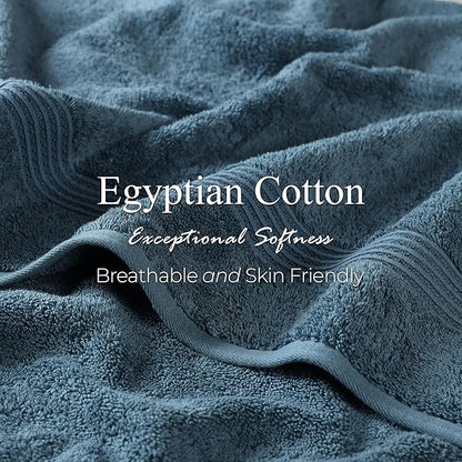 Superior Egyptian Cotton 3-Piece Towel Set, Basic Towels For Bathroom, Home Decor, Guest Bath, Shower, Apartment, Included 1 Face, 1 Hand, 1 Bath Towel, Washcloth, Quick Dry, Sapphire