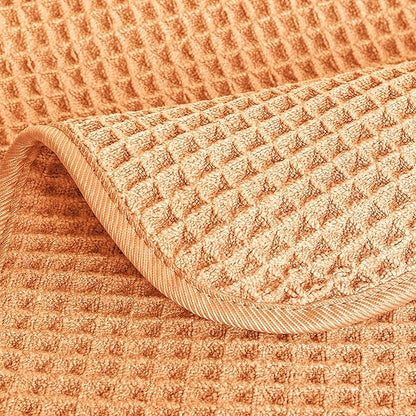 POLYTE 430 GSM Microfiber Lint Free Washcloth Face Towel, 13 x 13 in, 4 Pack (Waffle Weave)