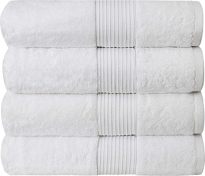 Luxury Oversized Bath Towels | Hotel Quality | Soft & Highly Absorbent |Quick Dry | 650 GSM Bath Sheets| Combed Cotton | Thick & FluffyBathroom Towels | White - 4 Pack