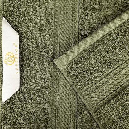 Superior Egyptian Cotton Pile Bath Towel Set of 4, Ultra Soft Luxury Towels, Thick Plush Essentials, Absorbent Heavyweight, Guest Bath, Hotel, Spa, Home Bathroom, Shower Basics, Forest Green