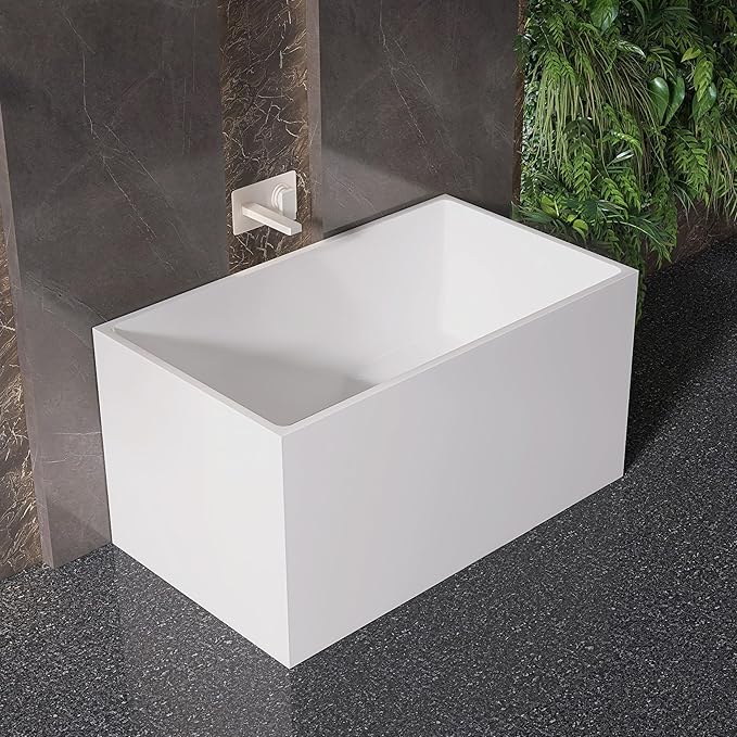 47" Acrylic Freestanding Bathtubs, Stand Alone Tub, Japanese Soaking Tubs for Bathroom, Integrated Overflow and Drain, cUPC Certified, Gloss White
