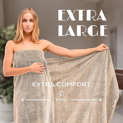 White Classic Luxury Soft Bath Sheet Towels - 650 GSM Cotton Luxury Towels Extra Large 35x70 | Highly Absorbent and Quick Dry | Hotel Quality, Taupe, 2 Pack