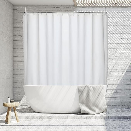Clawfoot Tub Shower Curtain Liner 8G Extra Thick and Heavy Duty 180W x 70H inch,White, Waterproof Plastic Shower Liner Weighted 36 Mental Hooks,Upgrades