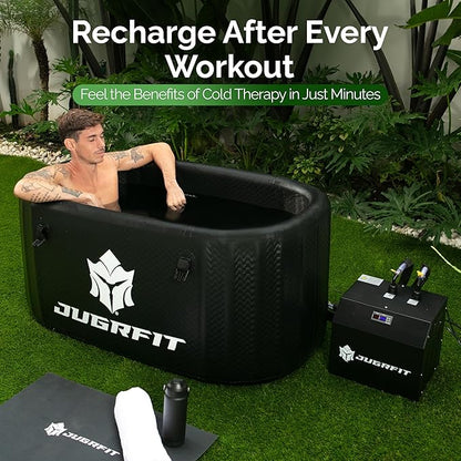 Cold Plunge Tub with Water Chiller – 53”L×32"W, 121 Gal Inflatable, Portable Ice Bath Tub for Outdoor or Indoor Use – 37℉ Chiller, Pump, & Filter – Boost Athletic Recovery, Mood, & Energy with JUGRFIT