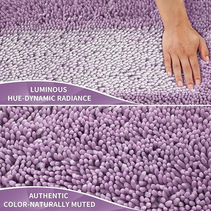 Yimobra Chenille Bathroom Rugs Non Slip, Extra Thick Soft Absorbent Bath Rug 31.5x20 Inch, Machine Washable Quick Dry Bath Mat for Bathroom Floor, Tub and Shower, Home Decor Accessories, Lilac