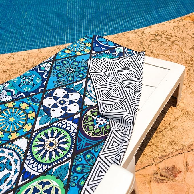 Elite Trend Quick Dry Towel Extra Large 78x35 Inch - Microfiber Beach Towel - Perfect for Beach, Travel, Swimming, Pool, Yoga, Hiking, Camping - Lightweight, Fast Drying, Compact for Adults (Artsy)