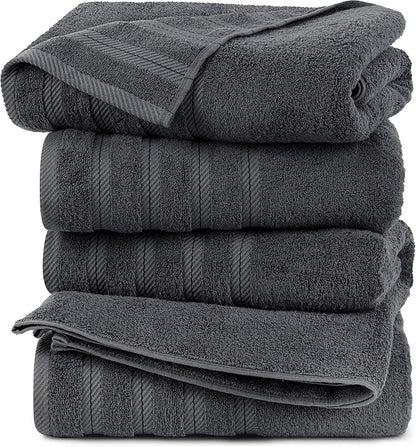 Utopia Towels 4 Pack Premium Extra Large Bath Towels Set, (30 x 60 Inches) 100% Ring Spun Cotton 500GSM, Lightweight and Highly Absorbent Quick Drying Towels, Perfect for Daily Use (Grey)