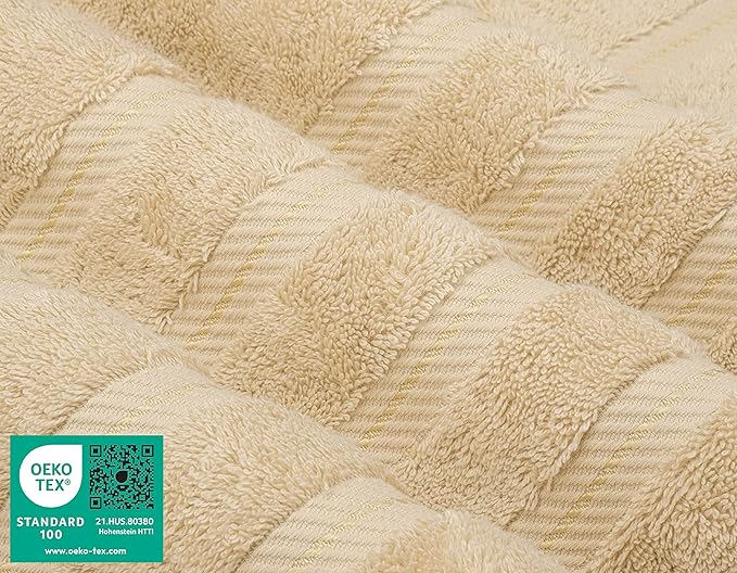American Soft Linen Premium 3 Piece Towel Set, 1 Bath Towel 1 Hand Towel 1 Washcloth, 600 GSM 100% Cotton Turkish Towels for Bathroom, Beige Towel Set