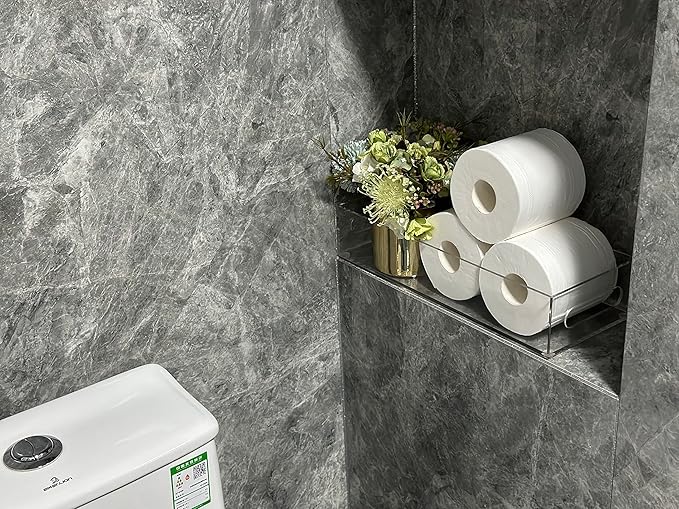 IEEK Toilet Paper Basket,Acrylic Toilet Paper Holder with Storage Modern Bathroom Tray with Handle and Non-Slip Mats for Toilet Tank Top Decorative,Clear Vanity Tray for Home Decor…