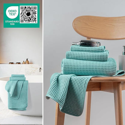 New Microfiber Waffle Bath Towels, 3 Pieces, Oversized, Soft, Absorbent, Fast Drying, Lint Free, Includes Bath, Face and Hand Towels