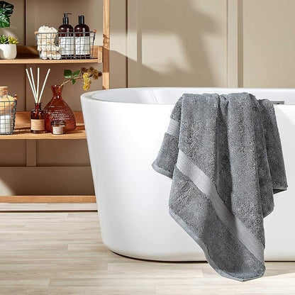 Christy Renaissance 4 Piece Gray Towel Set | 100% Egyptian Cotton | Luxury Bathroom Towels | Soft and Super Absorbent | 675 GSM | 2 Bath 2 Hand | Ash Gray