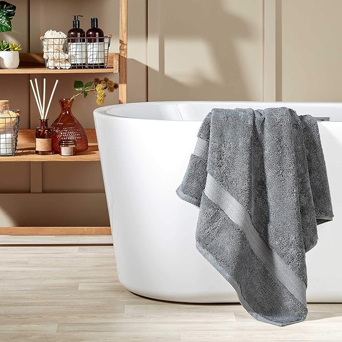 Christy Renaissance 6 Piece Gray Towel Set | 100% Egyptian Cotton | Luxury Bathroom Towels | Soft and Super Absorbent | 675 GSM | 2 Bath Sheet 2 Hand 2 Face | Ash Gray