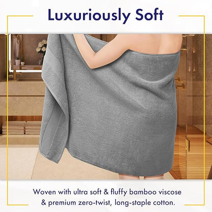 Ultra Soft & Plush Viscose from Bamboo Bath Sheets - 700 GSM Pack of 2 - Extra Large 70x35 in - Super Absorbent & Quick Drying (Pewter Grey)
