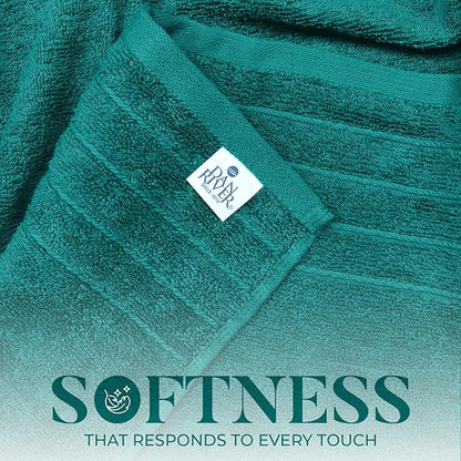 DAN River Extra Large Bath Towels Set of 4, 30 x 60 Inches - 100% Cotton Larger & Lighter Weight Towels for Bathroom - Quicker to Dry, Super Soft & Highly Absorbent Towels for Home, Teal