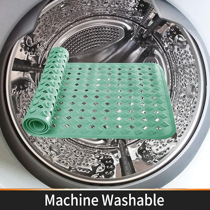 Yimobra Non Slip Bath Mat, Super Strong Suction Cups,34.5"x15.5"Long Tub Mat with Drain Holes, Machine Washable Fast Draining Shower Mats, Bathroom Essentials,MARRS Green