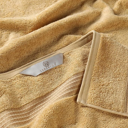 Superior Egyptian Cotton Bath Towel Set, Home Bathroom Towels, Master, Guest Bath, Decor Essentials, Quick Dry, Absorbent, Large Body Towels, Spa, Hotel, Resort, Adult, Kids, Set of 2, Gold