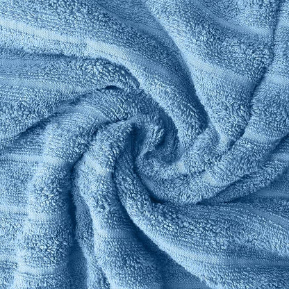 DAN RIVER Pack of 2 Bath Sheet 35x70 Inches, Ribbed Luxury Bath Towel Set, Extra Large and Quick Dry Soft Cotton Towels - Medium Blue