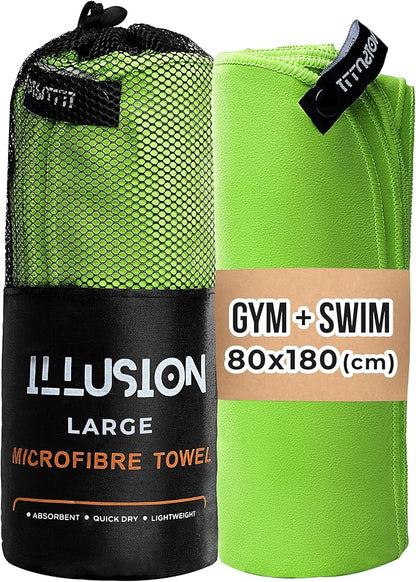illusion Extra Large Microfibre Swimming Towel (71''L x 32''W)–Compact, Lightweight & Quick Dry Towel-Perfect for Travel, Gym, and Swim Towels Ideal for Post-Workout Showers & After Swimming