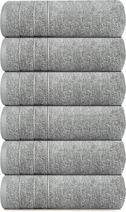 Tens Towels Pack of 6 Hand Towels, 100% Cotton, Lighter Weight, Quick to Dry, 16 x 28 Inches, Super Soft & Absorbent, Perfect for Bathroom & Kitchen, Cool Grey