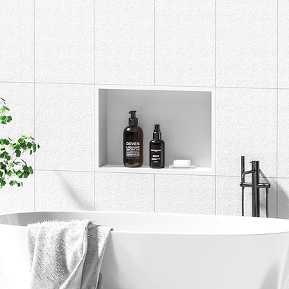 Neodrain 18X12Inch Shower Niche, White Stainless Steel Wall Niche NO Tile Needed Recessed Cabinet Shower for Bathroom Storage