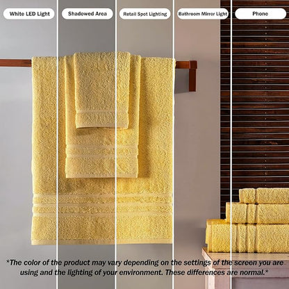 Washcloth Linen Set Premium Original Turkish Cotton, Hotel Quality for Maximum Softness & Absorbency for Face, Hand, Kitchen & Cleaning (Yellow, Washcloth Set)