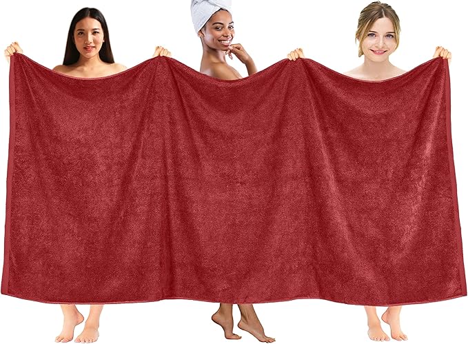 DAN RIVER Pack of 1 Bath Sheet 40x80 Inches, Luxury Large Towels Oversized for Bathroom, Absorbent Plush Towels - Red