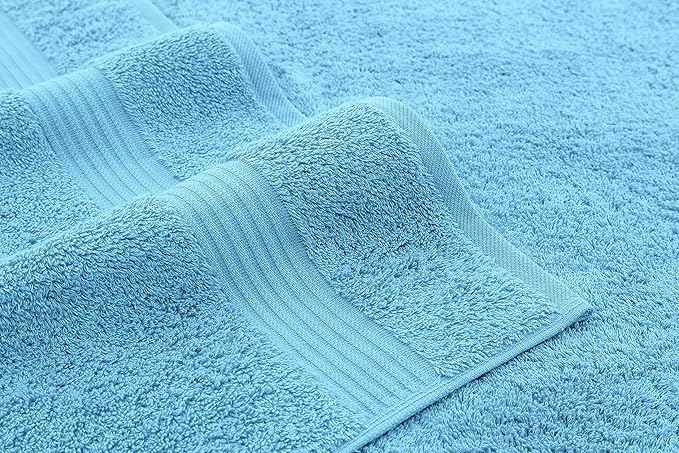 American Veteran Towel, 100% Cotton Turkish Bath Towels for Bathroom 4 Pack, 27x54 Extra Large Premium Soft Drying Bathroom Towels, Sky Blue