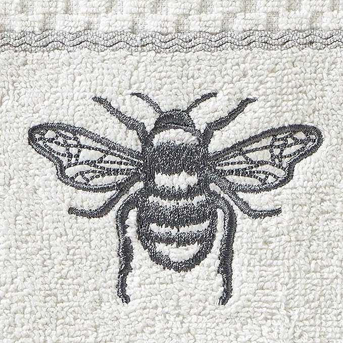 SKL Home Farmhouse Bee Hand Towel Set, White 16x25