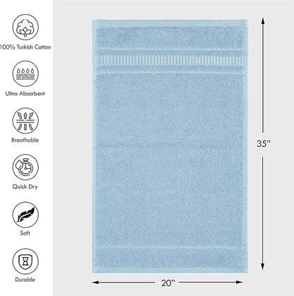 Melissa Linen Hand Towels Set of 2, 100% Turkish Cotton Towels, Blue Hand Towels for Bathroom, 20 in x 35 in, Absorbent, Quick Dry, Durable and Soft, Spa and Hotel Quality, Ocean Blue