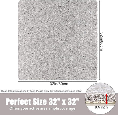 Shower Mat Non Slip - 32x32 Inch Soft Comfort Bath Mat with Drainage Holes, PVC Loofah Massage Bathmat for Shower, Tub, Bathroom, Wet Areas, Quick Drying