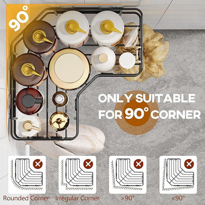 MAXIFFE 3 Pack X-Large Corner Shower Caddy with Soap Holder, Large Capacity Easy Install No Drilling Stainless Steel Sturdy Hold 40 LB Shower Organizer Shelves Rack for Family Renters Bathroom, Black