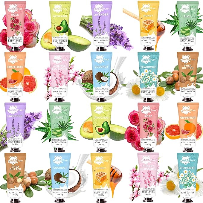 20 Pack Lotion for Women,Body Lotion for Dry Skin, Stocking Stuffers for Women,Christmas Gifts Bulk Gifts,Teacher Gifts,Body Cream Travel Size Natural Fragrance Body Moisturizer With Shea Butter