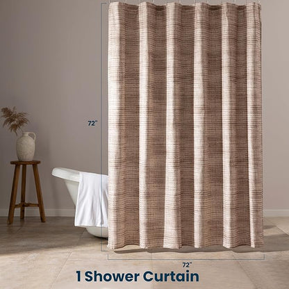 SLEEP ZONE Oatmeal Heather Shower Curtain Waterproof Curtains for Bathroom Decor Bathtub Geometric Shower Curtain 72" × 72"