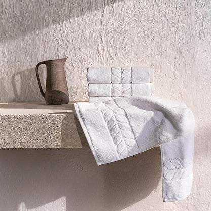 BAGNO MILANO Organic Turkish Cotton Bath Towels, Luxury Jacquard Collection, Certified Organic Highly Absorbent, Soft-Plush Towel Set (White, 2 Pcs Bath Towel Set)